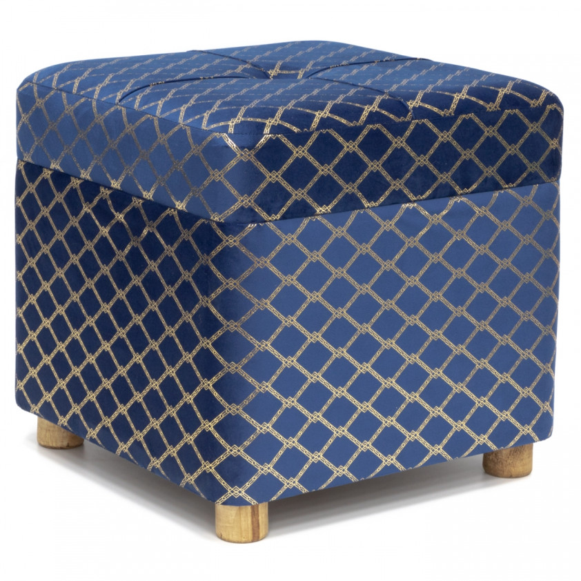 Пуф с бархатной обивкой синий Byron