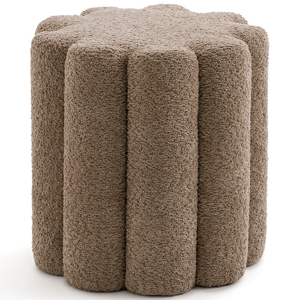 Пуф с обивкой из ткани букле Flo Brown Pouf