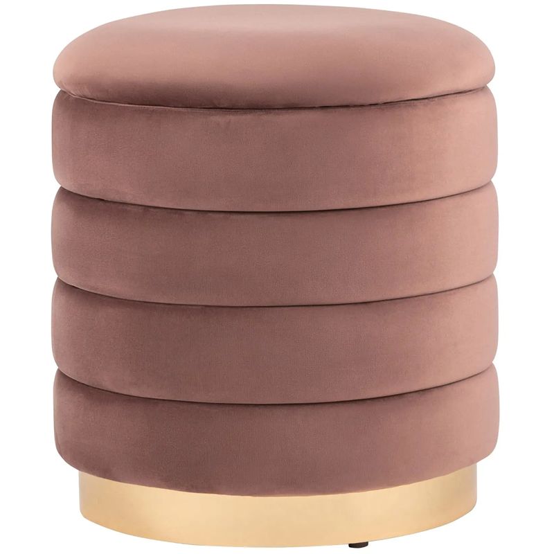 Пуф с ящиком Charlotte пыльно-розовый Glossy Velor