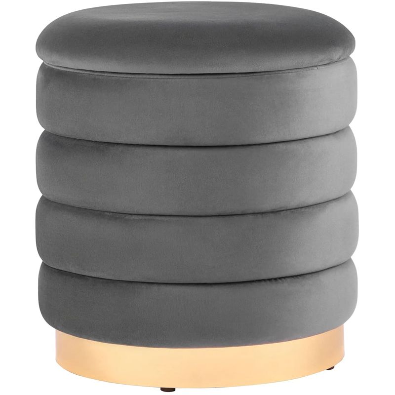 Пуф с ящиком Charlotte серый Glossy Velor