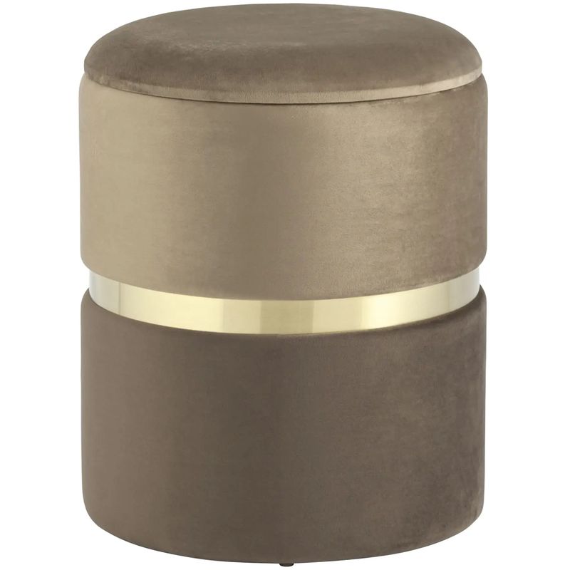 Пуф с ящиком Duo бежевый коричневый Glossy Velor