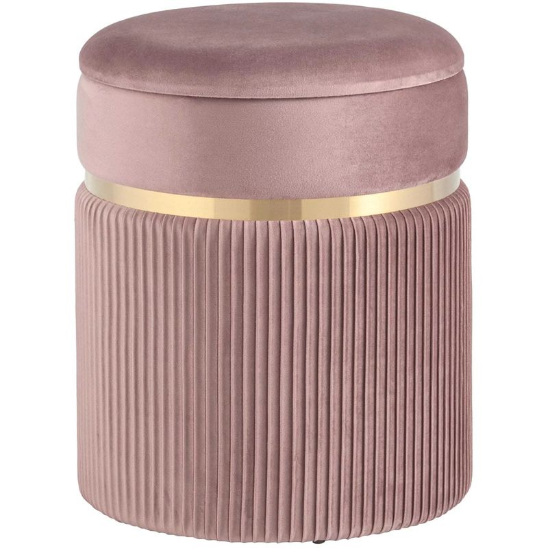 Пуф с ящиком розовый Glossy Velor