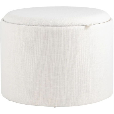 Пуф-столик с ящиком рогожка белый Bianca