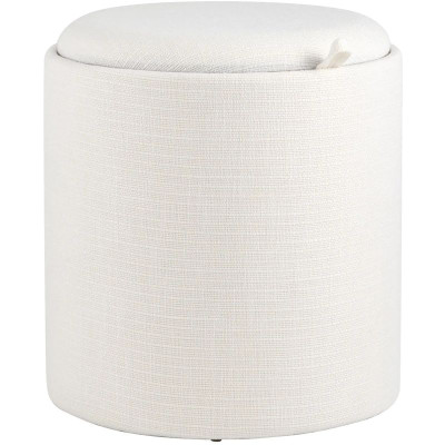 Пуф-столик с ящиком рогожка белый Bianca высота 44 см