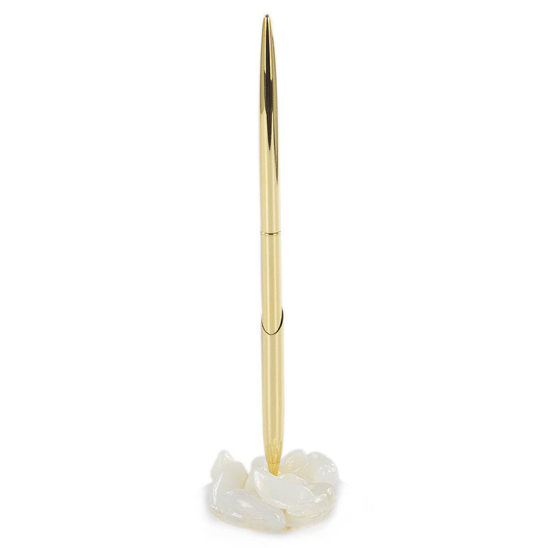 Ручка шариковая металлическая на подставке из натурального камня Metal Stone Pens