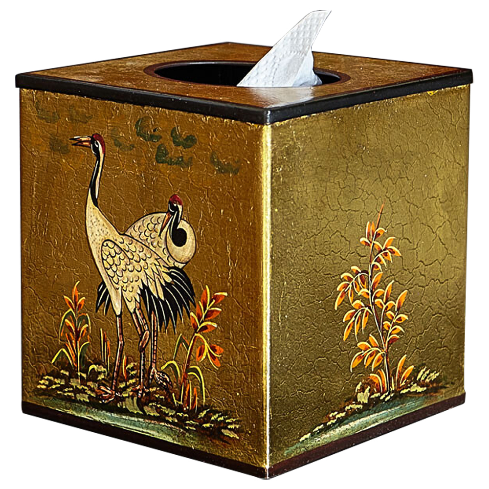 Салфетница в стиле Шинуазри Chinoiserie Gold Garden Tissue Box