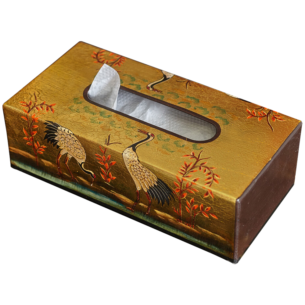 Салфетница в стиле Шинуазри Chinoiserie Golden Cranes Tissue Box