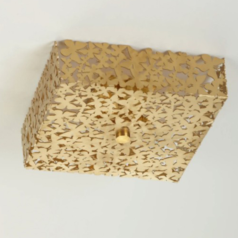 Светильник квадратный с золотыми бабочками Tommy Mitchell Square Butterfly Flush-Mount Light