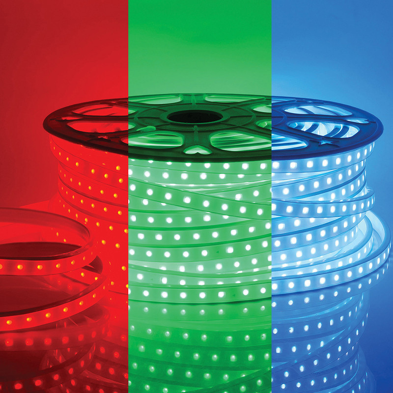 Светодиодная влагозащищенная лента 10W/m 60LED/m 2835SMD разноцветная 50M