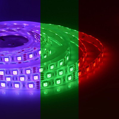 Светодиодная влагозащищенная лента 14,4W/m 60LED/m 5050SMD разноцветная 5M