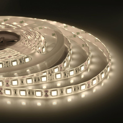 Светодиодная влагозащищенная лента 60LED/m 5050SMD теплый белый 5M