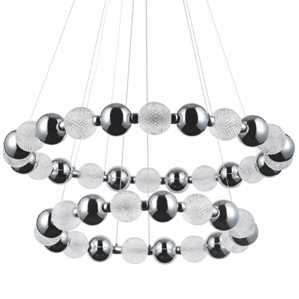 Светодиодная двухъярусная кольцевая люстра Crystal Globule Chandelier Chrome