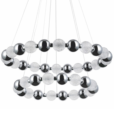Светодиодная двухъярусная кольцевая люстра Crystal Globule Chandelier Chrome