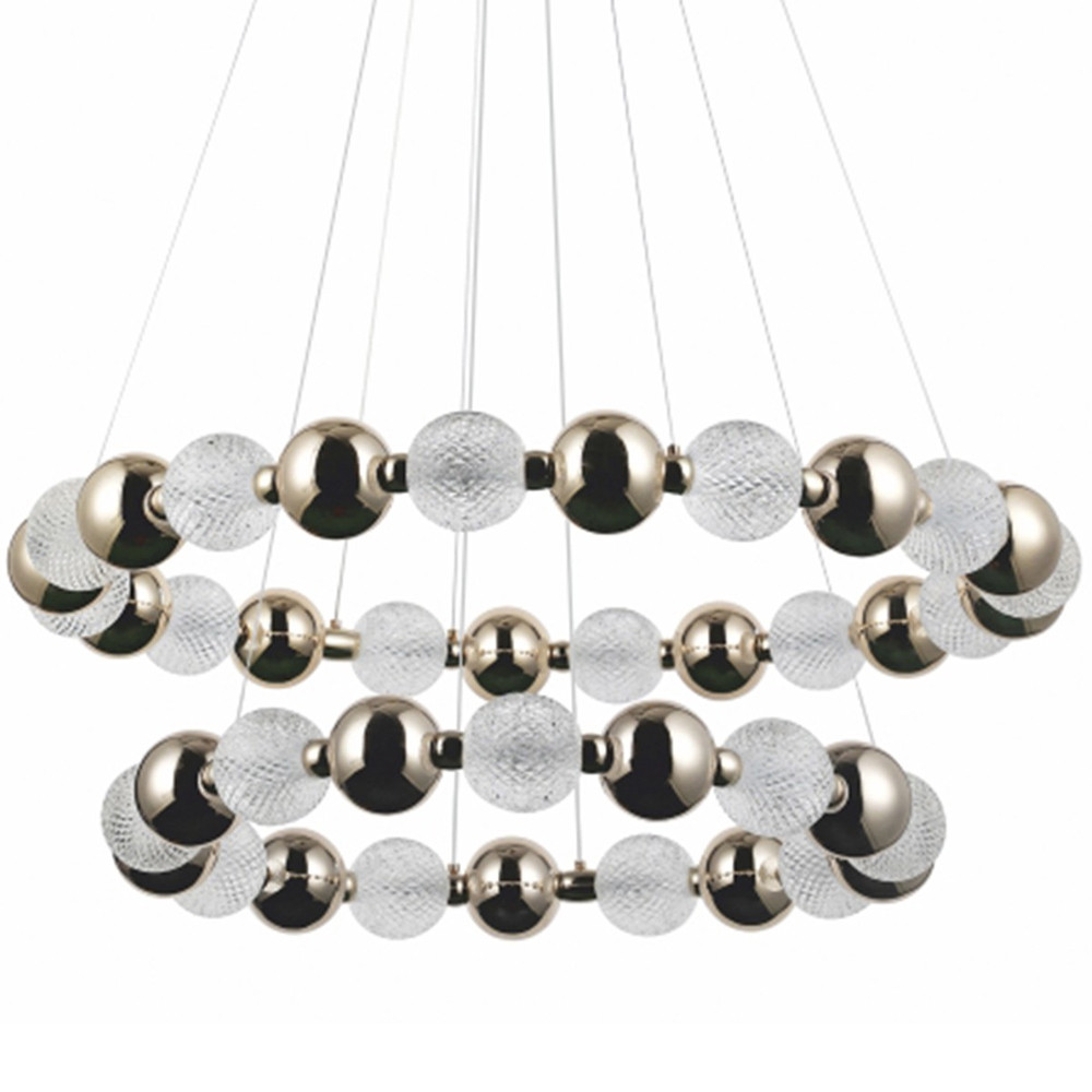 Светодиодная двухъярусная кольцевая люстра Crystal Globule Chandelier Gold