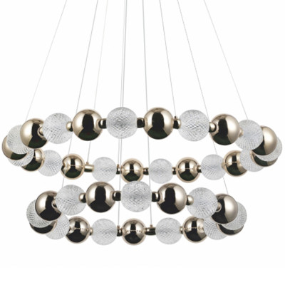 Светодиодная двухъярусная кольцевая люстра Crystal Globule Chandelier Gold