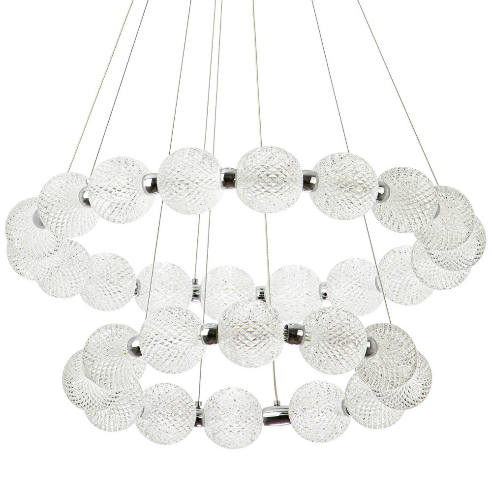 Светодиодная двухъярусная кольцевая люстра хром Crystal Globule Chandelier Chrome