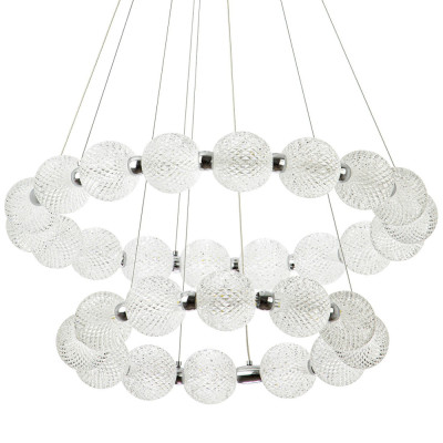 Светодиодная двухъярусная кольцевая люстра хром Crystal Globule Chandelier Chrome
