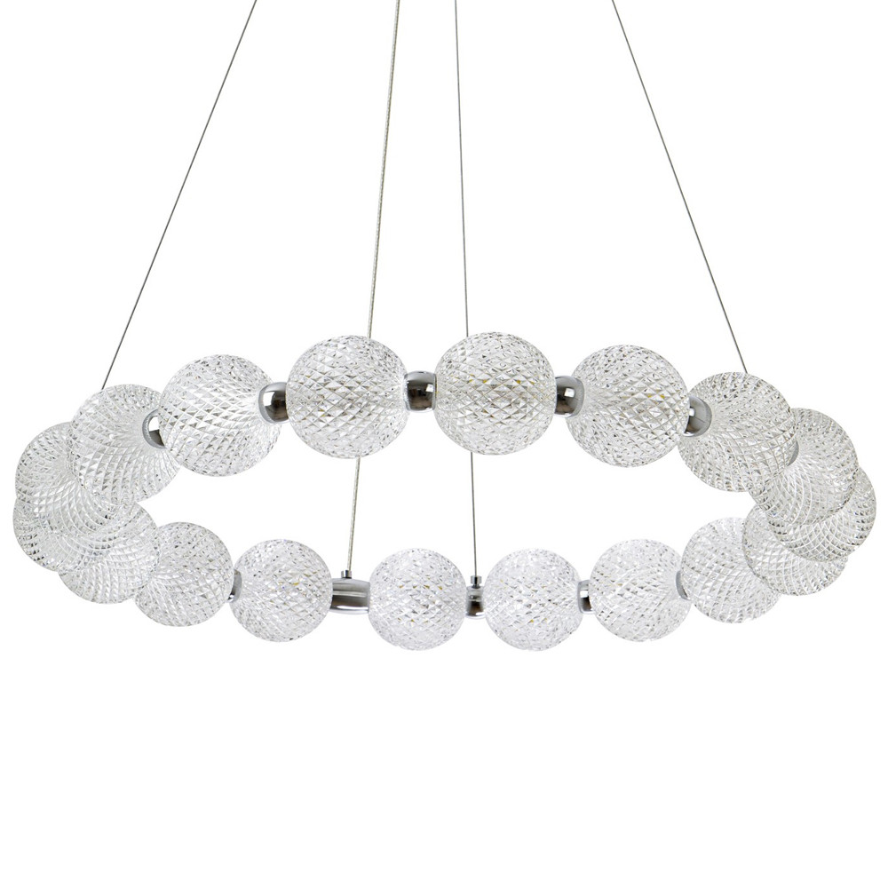 Светодиодная кольцевая люстра с круглыми плафонами Crystal Globule Chandelier Chrome
