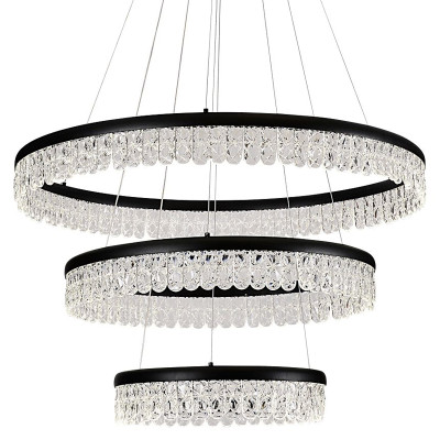 Светодиодная люстра из 3-х колец Pettico Black
