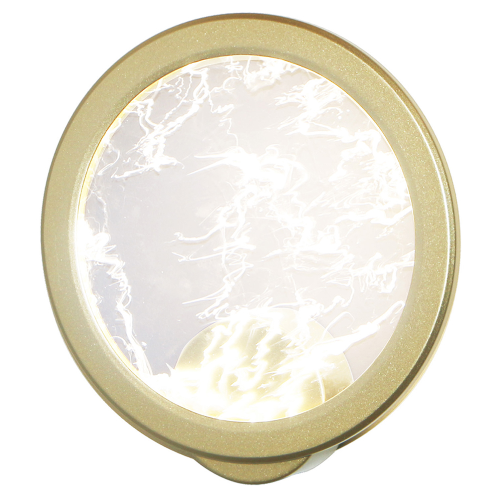 Светодиодное бра круглой формы с металлической рамой золотого цвета Marble Glow