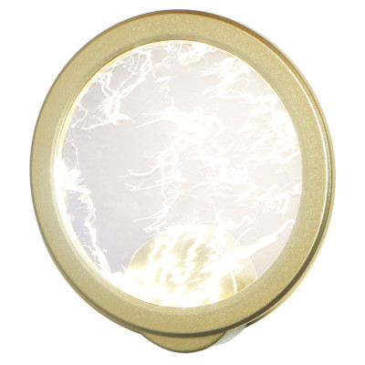 Светодиодное бра круглой формы с металлической рамой золотого цвета Marble Glow
