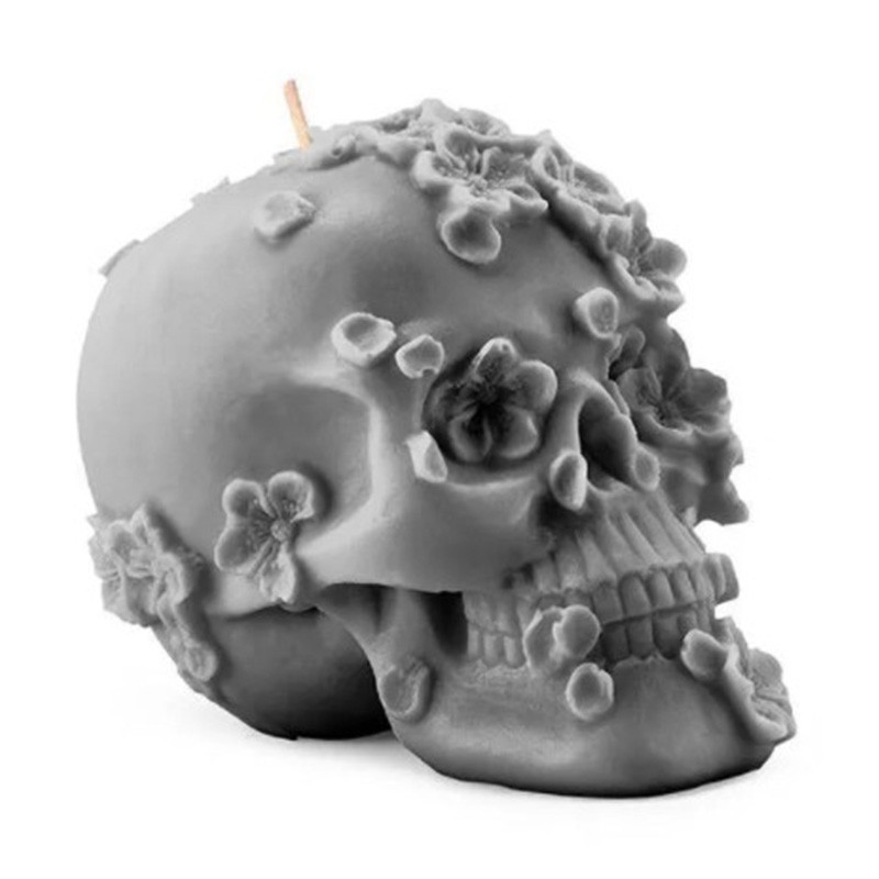 Свеча Gray Flowers Skull