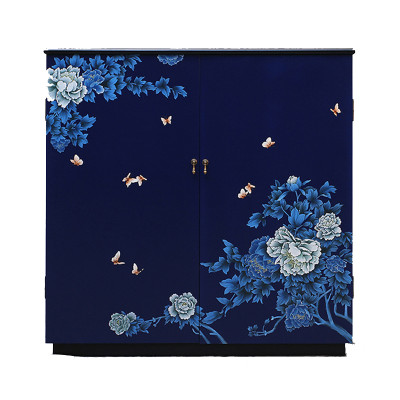 Синий Комод в Китайском стиле ручная роспись Цветы и Бабочки Flowers and Butterflies Blue chest