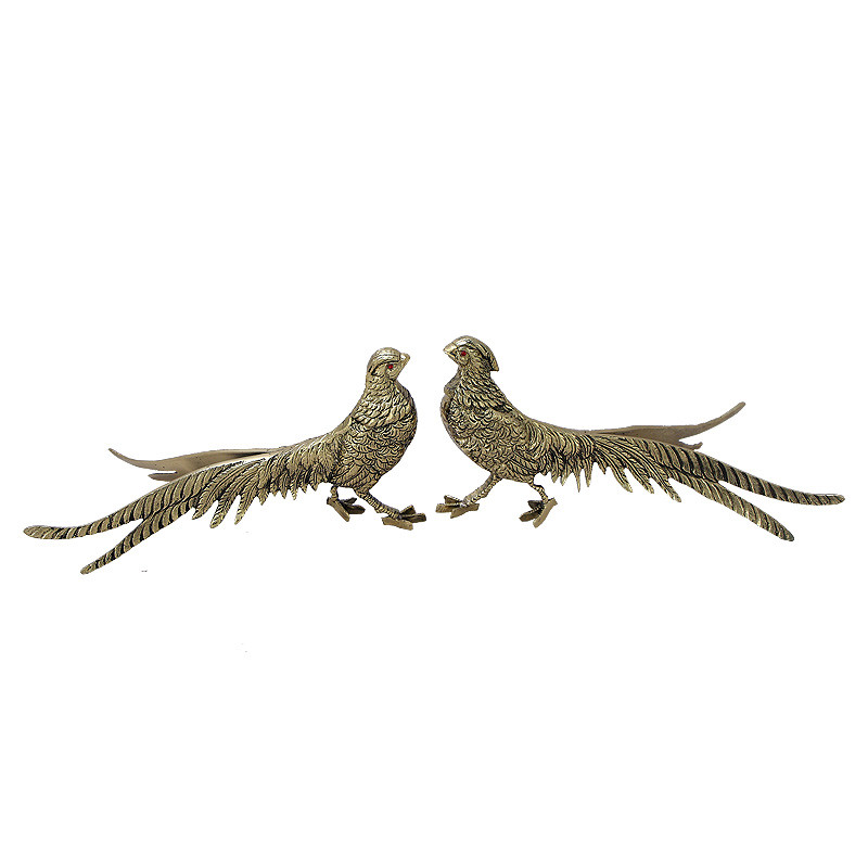 Статуэтка бронзовая пара Фазаны золотые Bronze Birds