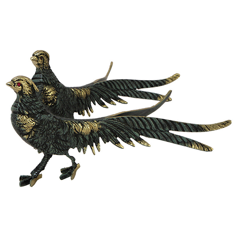 Статуэтка бронзовая синяя пара Фазаны Bronze Birds