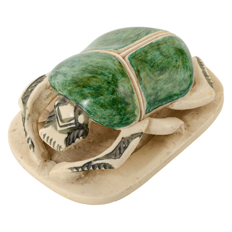 Статуэтка Скарабей Scarab Beetle beige and green