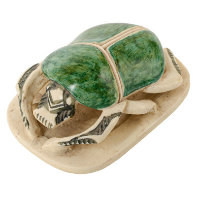 Статуэтка Скарабей Scarab Beetle beige and green