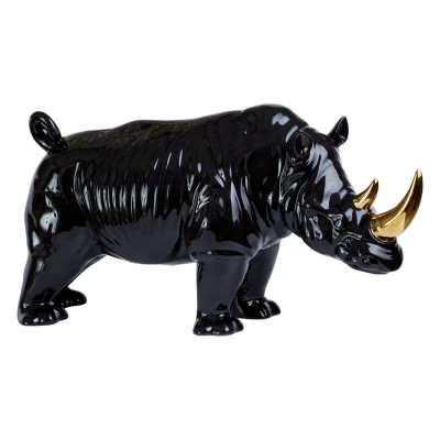 Статуэтка черный носорог с золотыми рогами Golden Horned Black Rhino