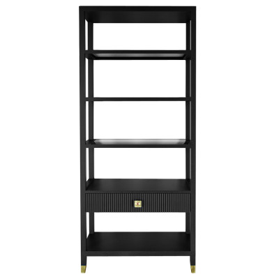 Стеллаж Elsa Dreams Black со стеклянными полками и ящиком