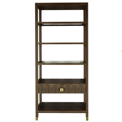 Стеллаж Elsa Dreams Walnut со стеклянными полками и ящиком