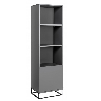 Стеллаж книжный цвета графит с 3-мя открытыми полками и дверкой Strict Lines