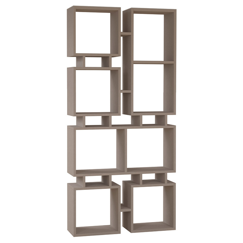 Стеллаж прямой бежево-серый с 8-ю открытыми полками RAIL BOOKCASE NO.1 LIGHT MOCHA