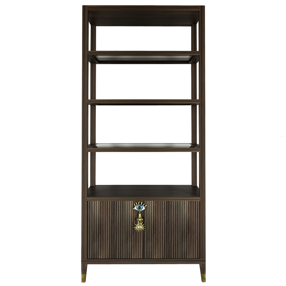 Стеллаж со стеклянными полками Elsa Dreams Walnut