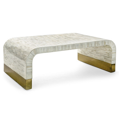 Стол журнальный Белый BONE INLAY SIDE TABLE-Cream