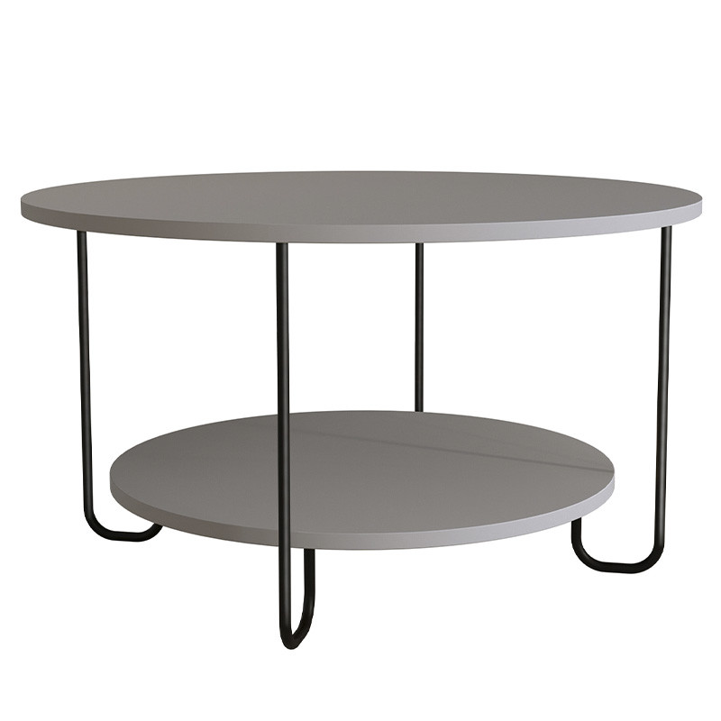 Стол журнальный с круглой бежево-серой столешницей и полкой CORRO LIGHT MOCHA
