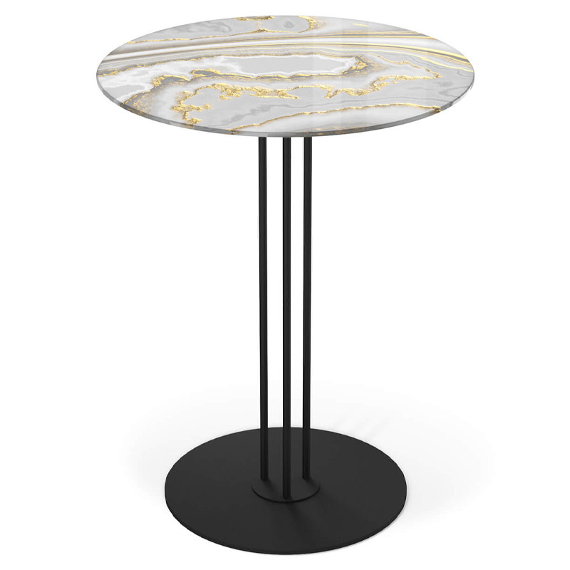 Стол журнальный с круглой столешницей из стекла Gray and Gold Marble