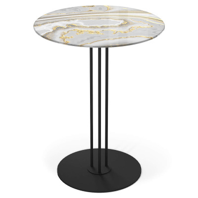 Стол журнальный с круглой столешницей из стекла Gray and Gold Marble