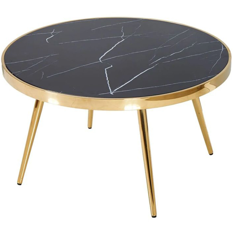 Стол кофейный Calhano круглый столешница черный мрамор