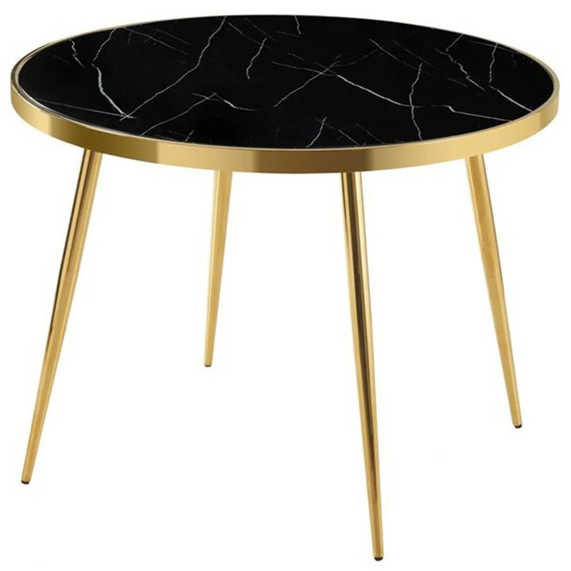 Стол обеденный Calhano круглый столешница черный мрамор