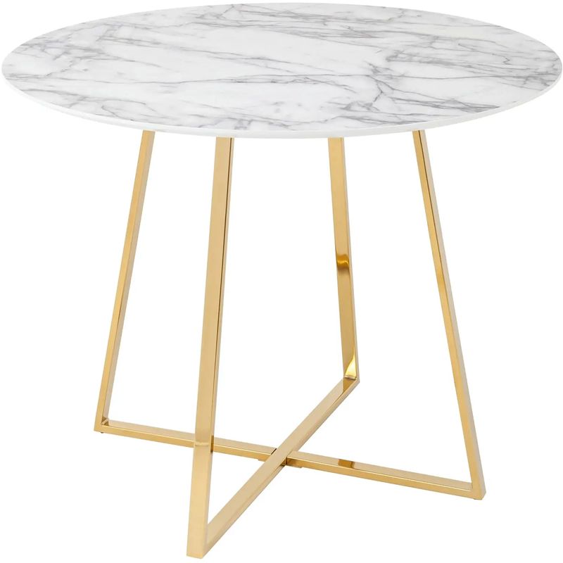 Стол обеденный Connelly столешница белый мрамор ножка золото