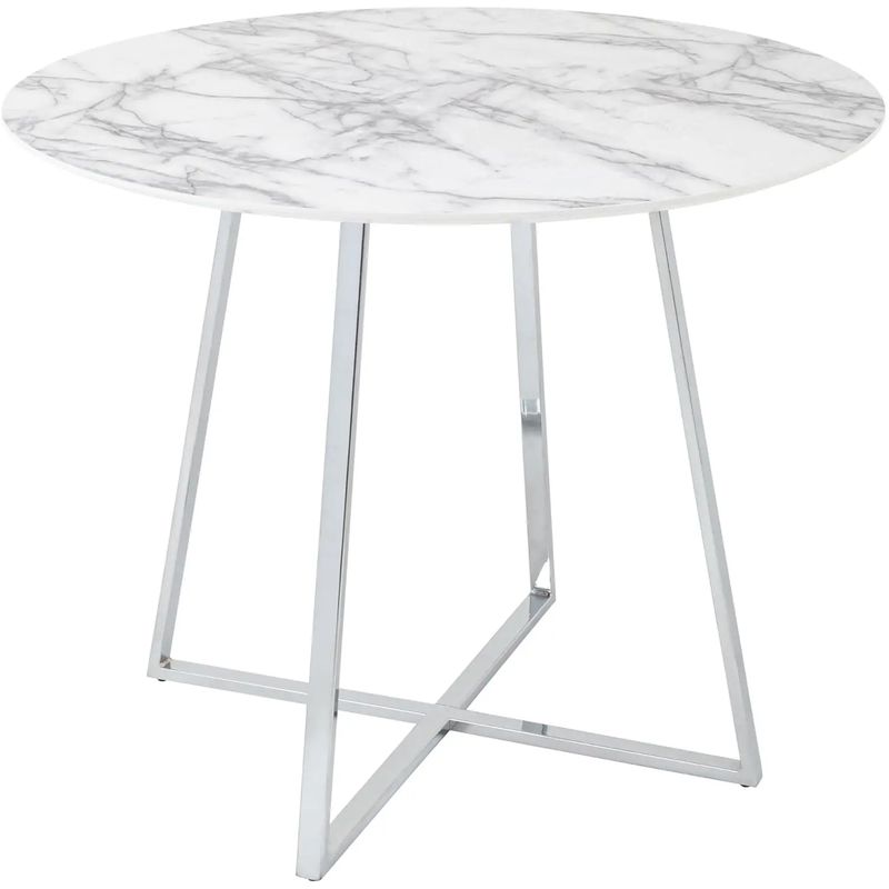 Стол обеденный Connelly столешница белый мрамор ножка серебро