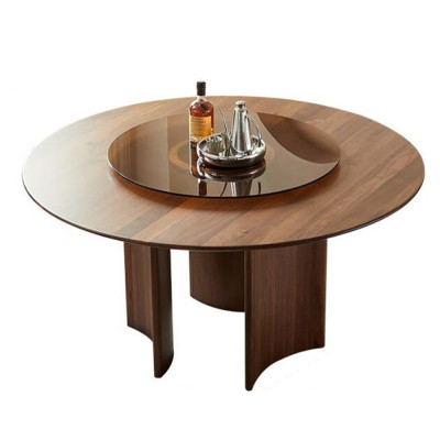 Стол обеденный круглый с двойной столешницей Walnut Wood Table