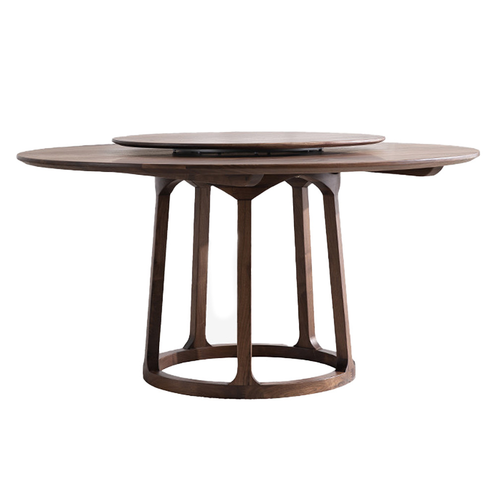 Стол обеденный круглый с поворотной столешницей Walnut Wood Table