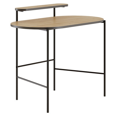 Стол письменный овальной формы с полкой LOUB WORKING TABLE BLACK OAK