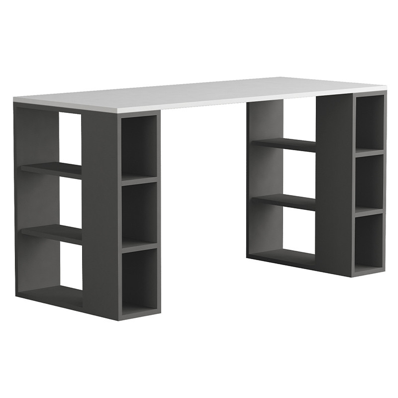 Стол письменный цвета антрацит с 6-ю открытыми полками и белой столешницей COLMAR ANTHRACITE