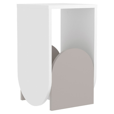 Стол приставной с овальными элементами бело-бежевого цвета NUN SIDE TABLE WHITE LIGHT MOCHA